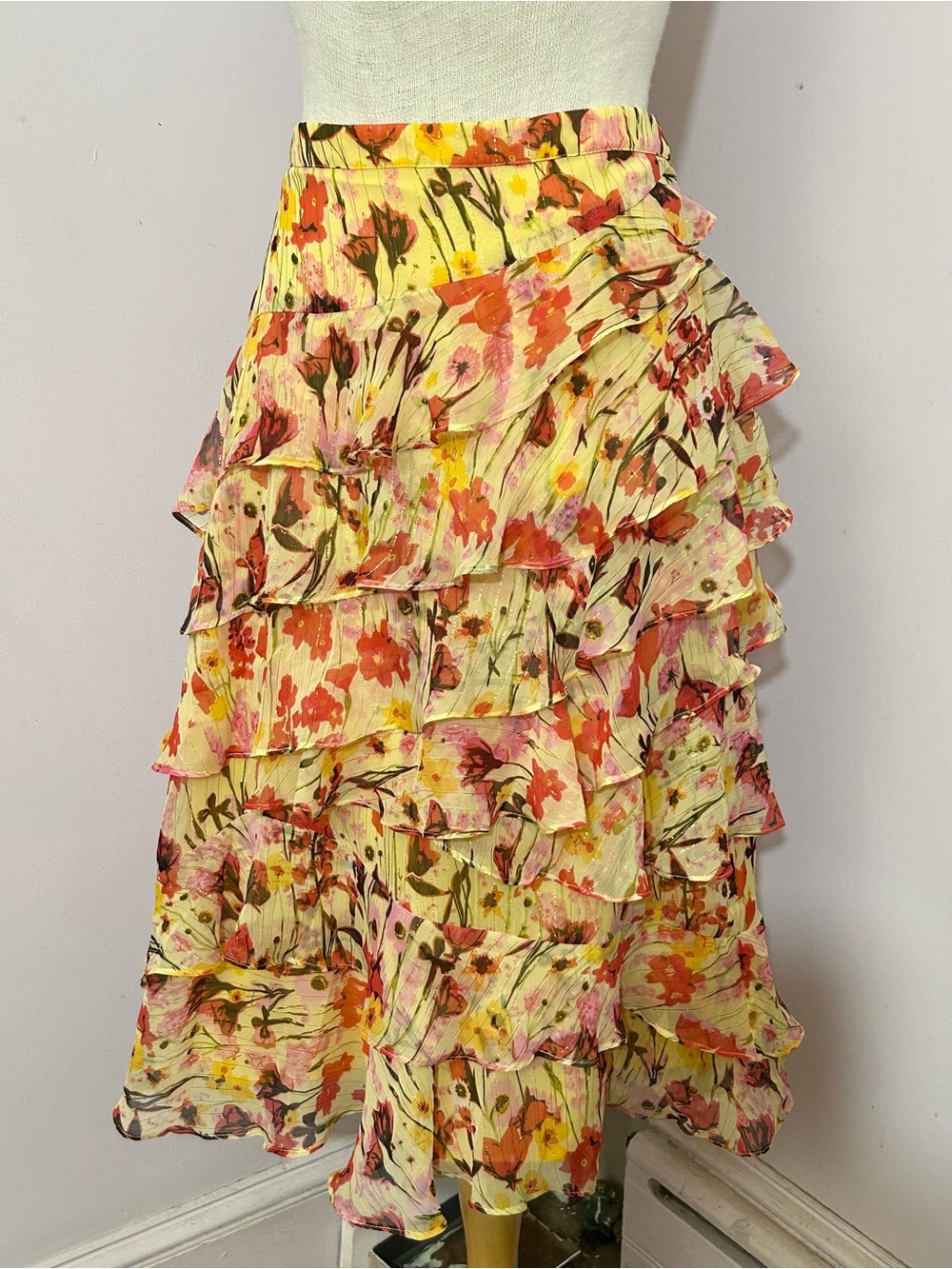 Walter Baker Brigette Skirt in Yellow Tulip 4 NWT